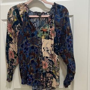 Cato Multicolor Floral Patchwork Blouse